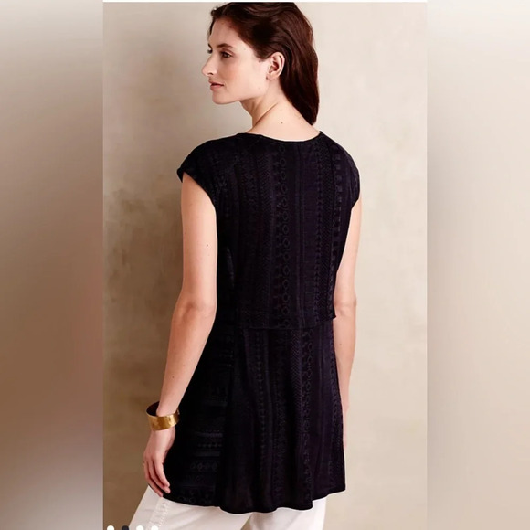 Anthropologie One September Barranco Embroidered  Navy Bohemian Blouse Tunic XXS - Picture 4 of 15